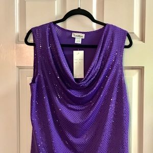 Dressy sleeveless sparkly purple top